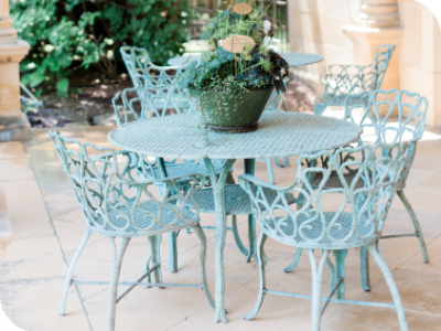 Metal table and chair